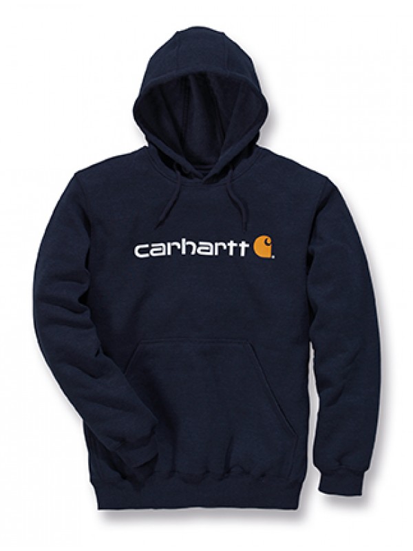 Carhartt Signature Logo Midweight Hooded Sweatshirt : New Navy