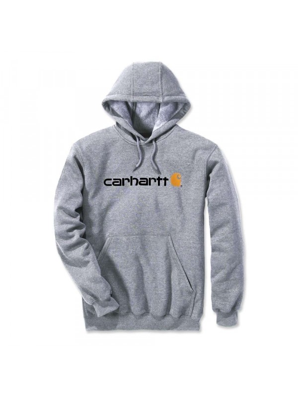 Carhartt Signature Logo Midweight Hooded Sweatshirt : Heather Grey 
