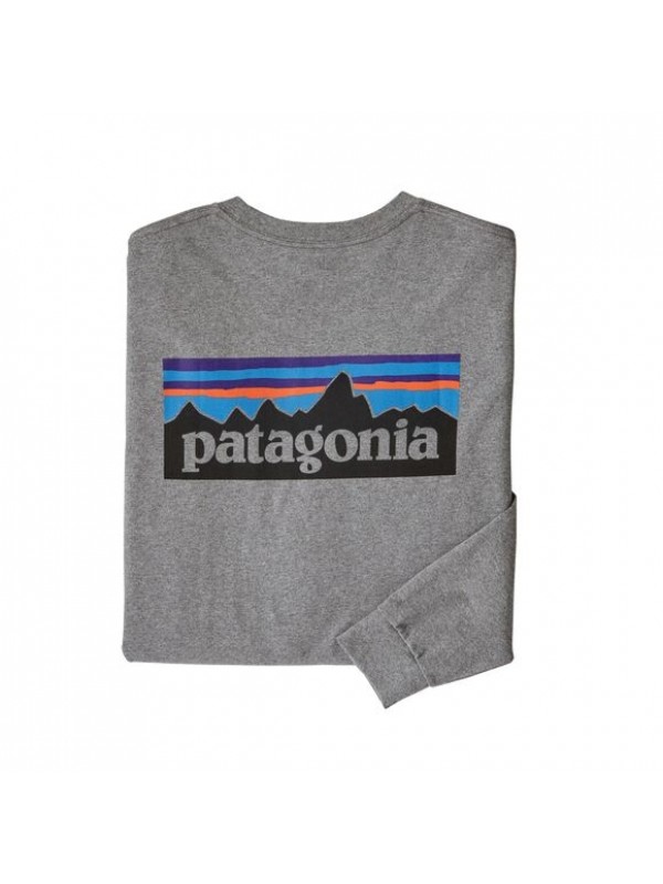 Patagonia Men's Long-Sleeved P-6 Logo Responsibili-Tee : Gravel Heather 