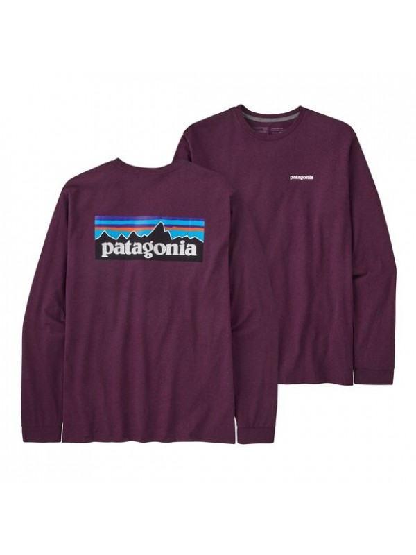 Patagonia Men's Long-Sleeved P-6 Logo Responsibili-Tee : Night Plum