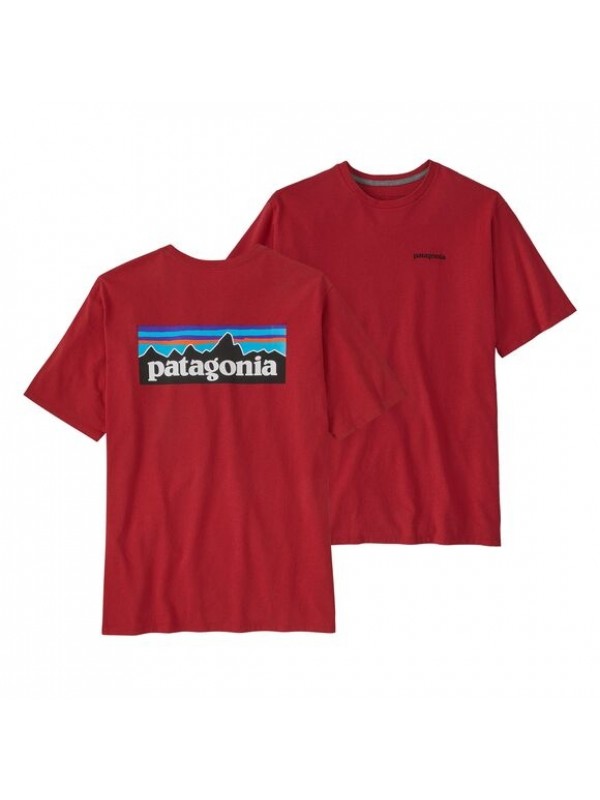 Patagonia Men's P-6 Logo Responsibili-Tee : Touring Red