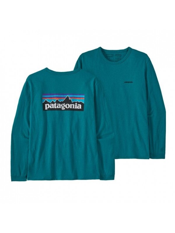 Patagonia Women's Long-Sleeved P-6 Logo Responsibili-Tee :  Belay Blue