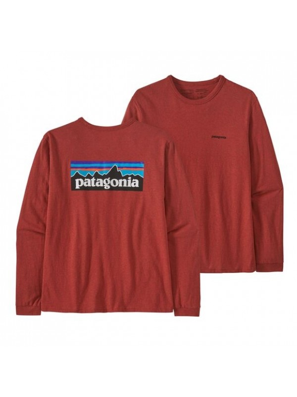 Patagonia Women's Long-Sleeved P-6 Logo Responsibili-Tee : Burl Red