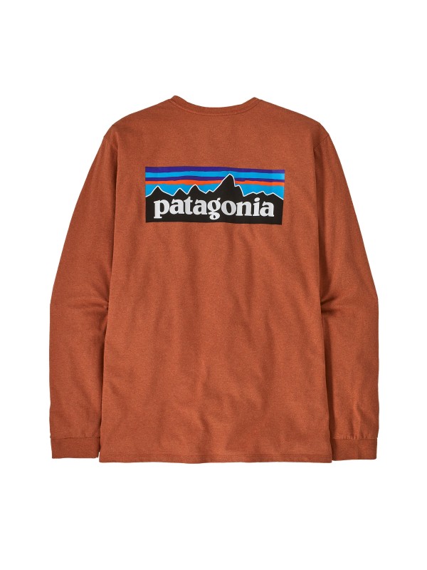 Patagonia Men's Long-Sleeved P-6 Logo Responsibili-Tee : Redtail Rust