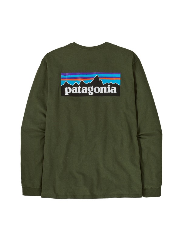 Patagonia Men's Long-Sleeved P-6 Logo Responsibili-Tee : Torrey Pine Green