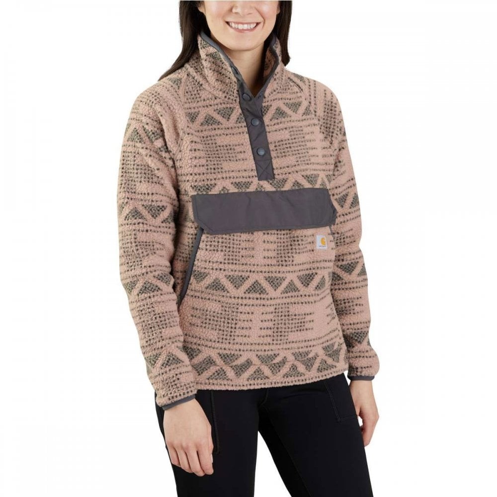Carhartt Womens Snap Front Fleece : Warm Taupe: Geo Aztec