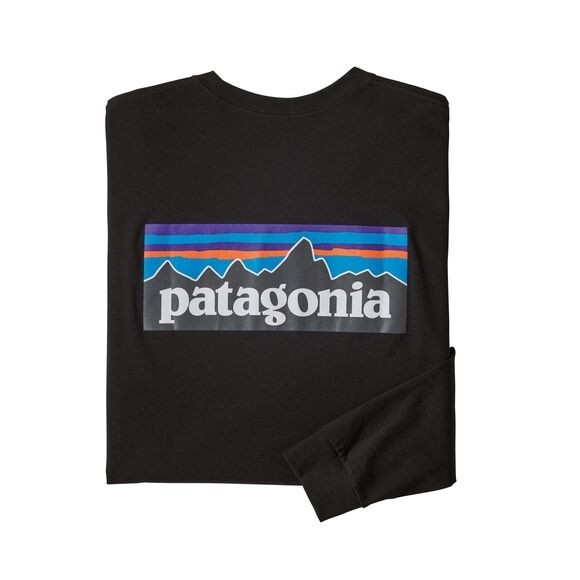 Patagonia Men's Long-Sleeved P-6 Logo Responsibili-Tee : Black