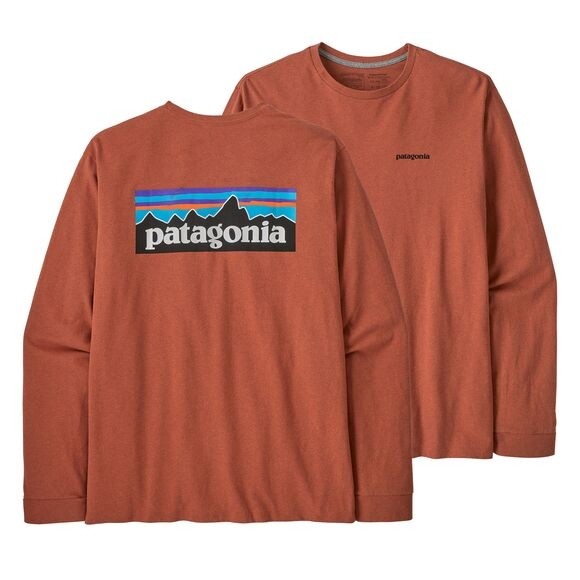Patagonia Men's Long-Sleeved P-6 Logo Responsibili-Tee : Quartz Coral