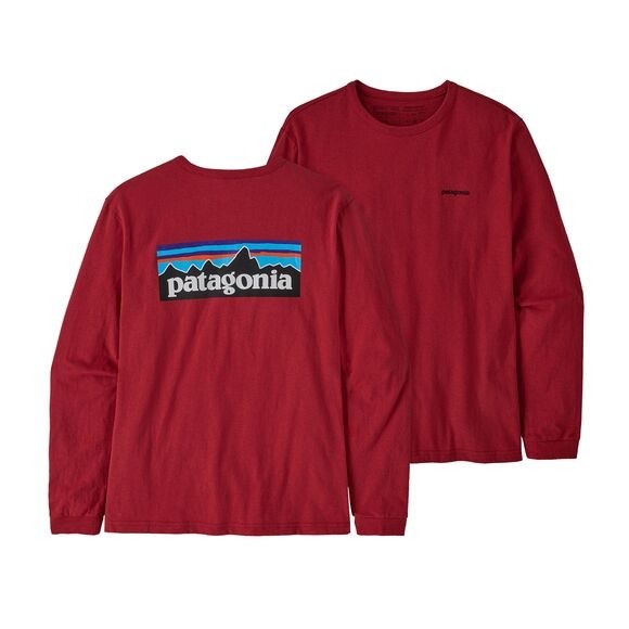 Patagonia Women's Long-Sleeved P-6 Logo Responsibili-Tee : Sumac Red