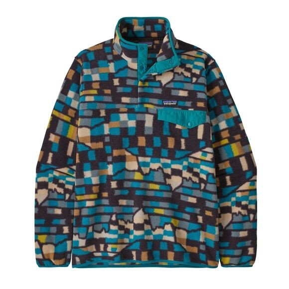 Patagonia Mens Lightweight Synchilla Snap-T Fleece Pullover : Fitz Roy Patchwork : Belay Blue